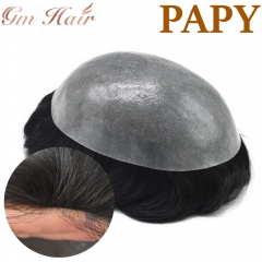 GM Hairpiece 0.12mm Full Durable Skin Ploy Mens Toupee Transplent Natural Hairline Hair Systems For Men Easy Wear Hairpieces for Men
