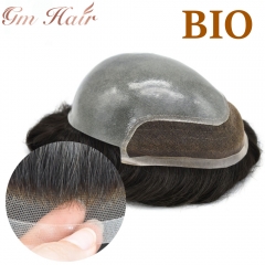 GM Hairpiece Lace Front Skin Hair System For Men,0.06mm Invisible V-looped Mens Toupee,Glutinous Rice Glued Healthy Skin Hair Prosthetics
