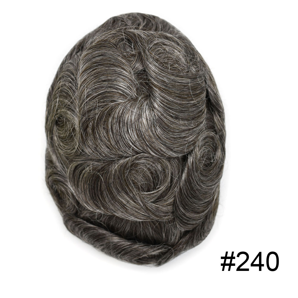 Q6 8x10 Human Hair Men's Toupee, French Lace Center&Thin PU Back Hair Q6 8x10 Human Hair Men's Toupee, French Lace Center&Thin PU Back Hair