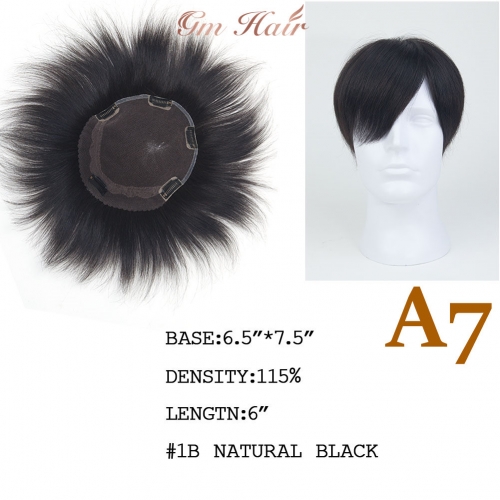 GM Hairpiece 17x20CM Mono Base Human Hair Cover Up Crown Clip In Topper Full Hand Made For Mens Hairpiece Breathable Comfortable Hair Replacement Syst