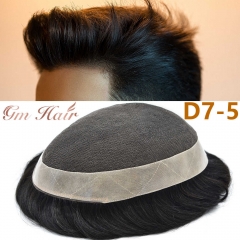 GM Hairpiece Hair Replacement System For Men French Lace with PU Coated Mens Hairpieces Center Lace Human Mens Toupee