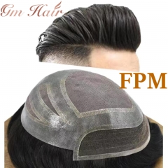 GM Hairpiece French Lace Front Mens Hair System Fine Mono Hairpiece Poly Skin Best Human Hair Natural Hairline Hair System