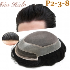 GM Hairpiece Fine Monofilament Mens Toupee Durable Mens Hairpieces Best Human Hair Natural Hairline Hair Systems For Men